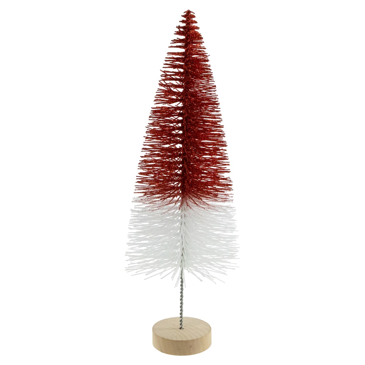 Northlight Glittered Bottlebrush Christmas Tree - 12" - Red and White